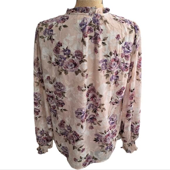 Joie Victorian Floral Print Long Sleeve Burnout Blouse Shirt Size Large New! - Picture 4 of 11